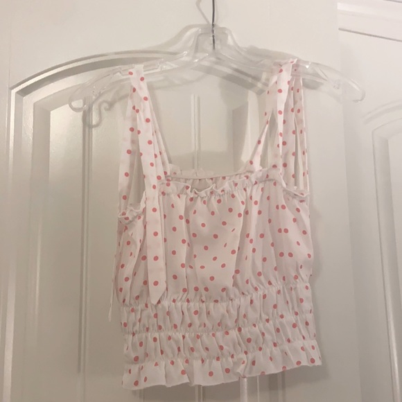 CB casual Tops - Cropped white with pink dots top